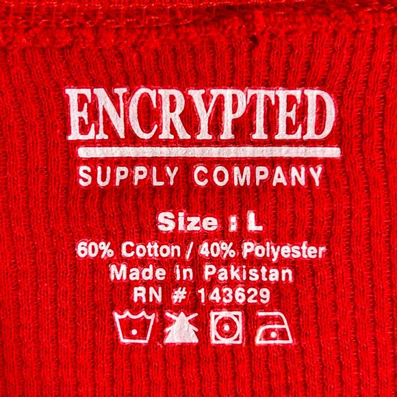 Encrypted Supply Co Shirt Womens Large Red Thermal Waffle Knit Long Sleeve NWT - Picture 3 of 8